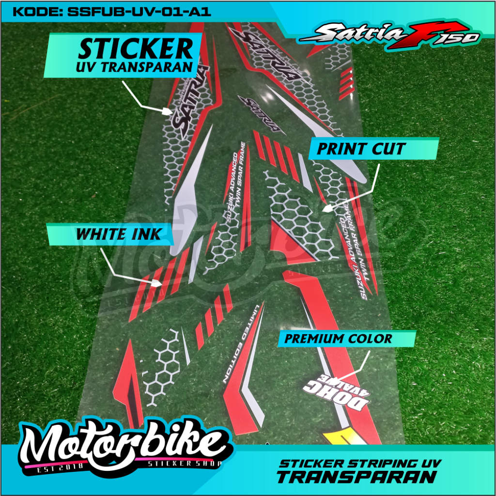 STIKER SATRIA FU BARONG MOTIF SIMPLE STRIPING UV  BENING TRANSPARAN  - STRIPING UV SATRIA FU BARONG 