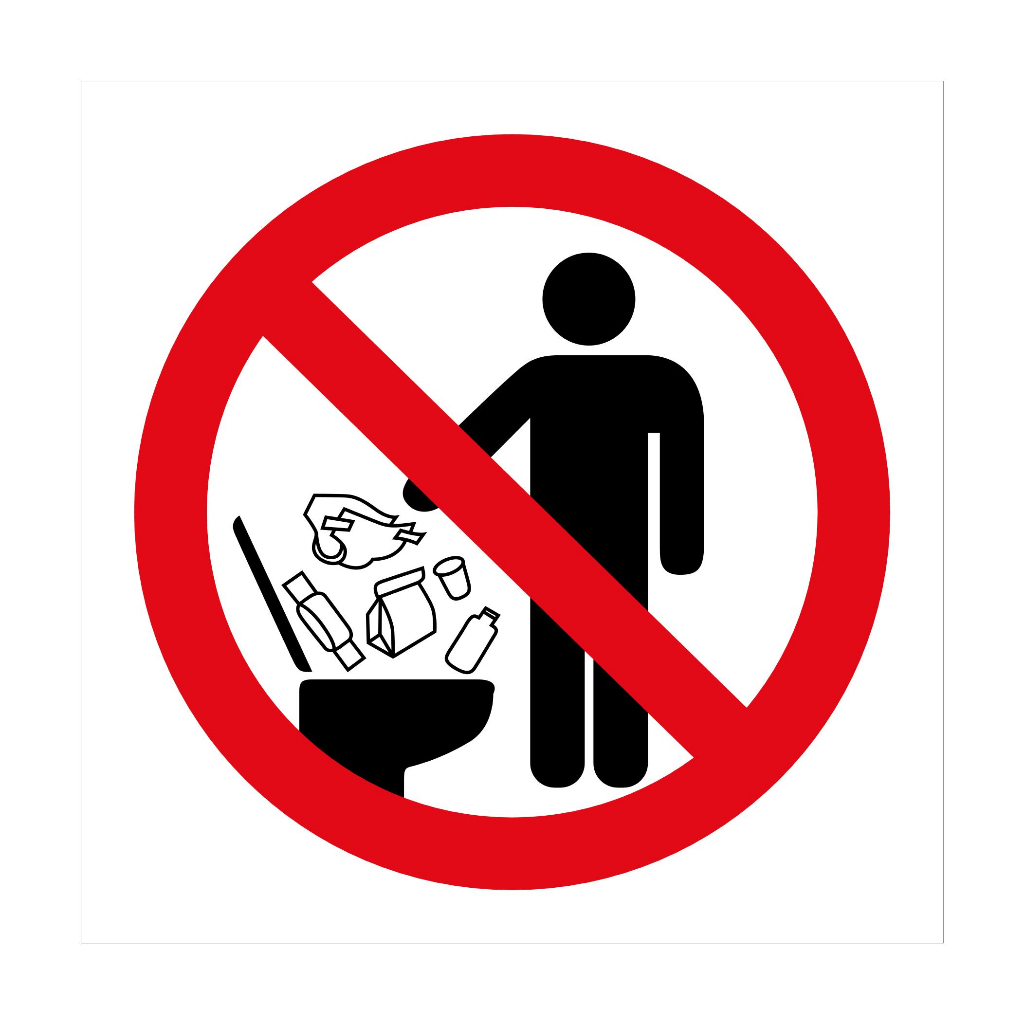 

STIKER TOILET DILARANGAN BUANG SAMPAH DI KLOSET 20x20 CM SIGN RAMBU K3