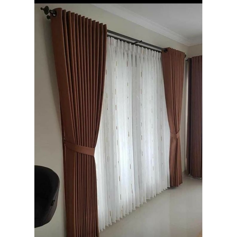 Gorden jendela kamar tidur panjang gorden blackout polos 6.gelembung 12lubang