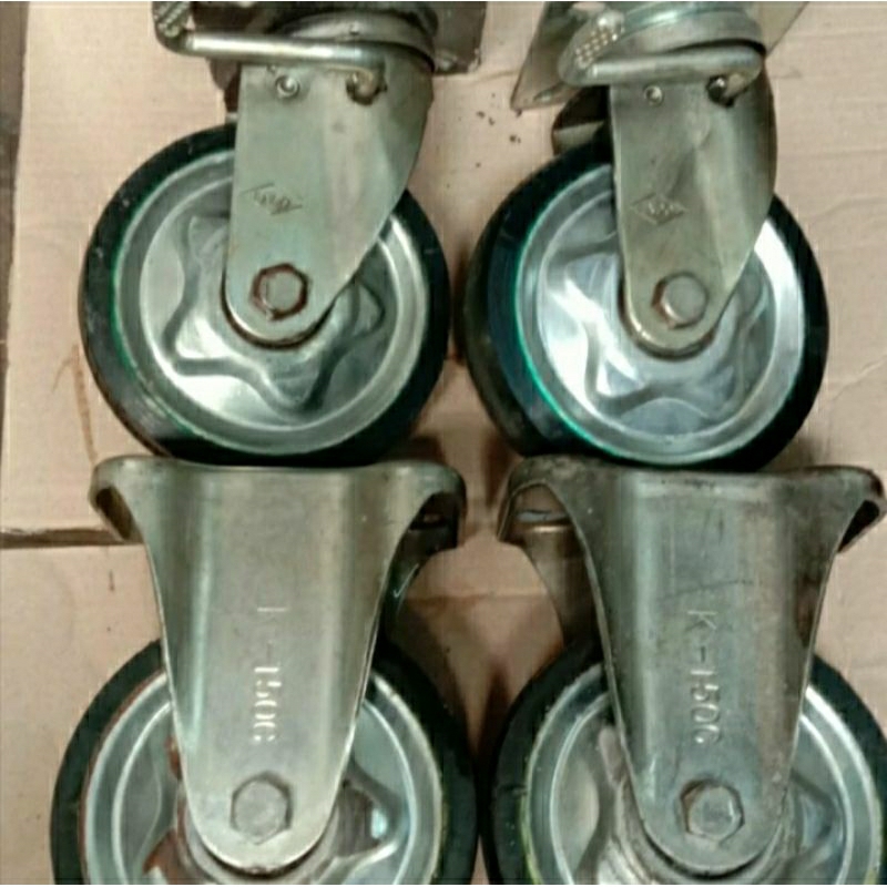 1 set roda troli 6 inch pu hijau endo high quality