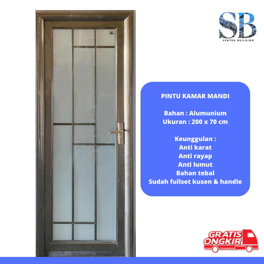 Pintu Kamar Mandi Minimalis / Pintu Kamar Mandi Mewah / Pintu Kamar Mandi fullset dengan kusen dan H