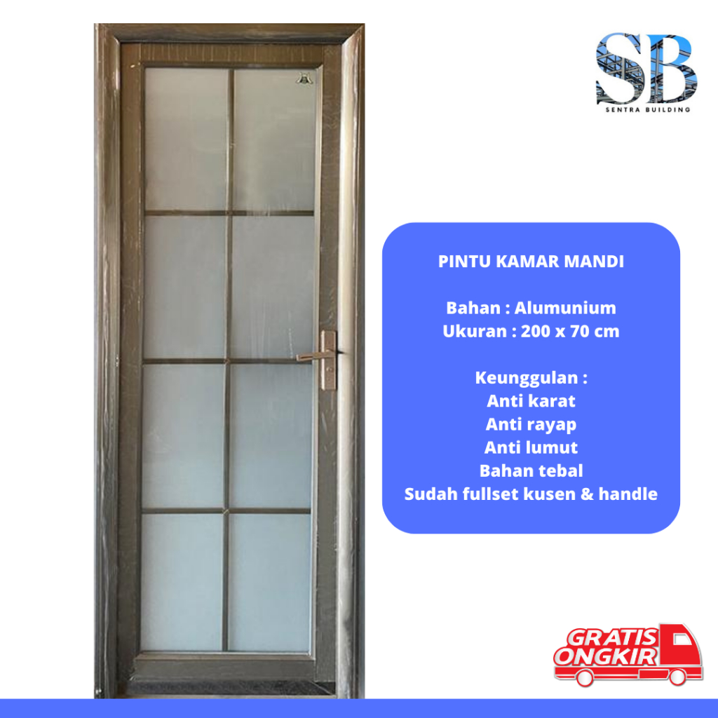Pintu Kamar Mandi / Pintu Kamar Mandi Mewah / Pintu Kamar Mandi fullset dengan Kusen dan Handle