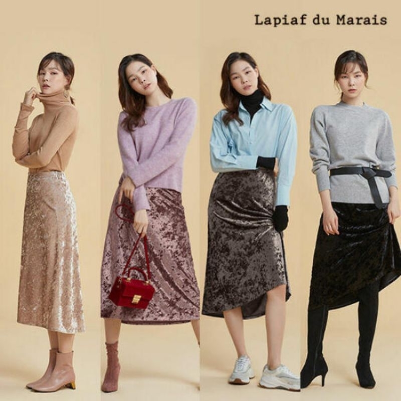 Lapiaf korean velvet midi skirt