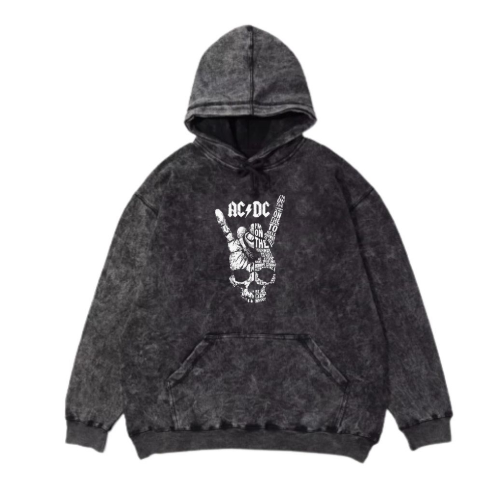 Original Trabas.Co Sweater Hoodie Black Stone Unisex Metal Font Woshing ACDC