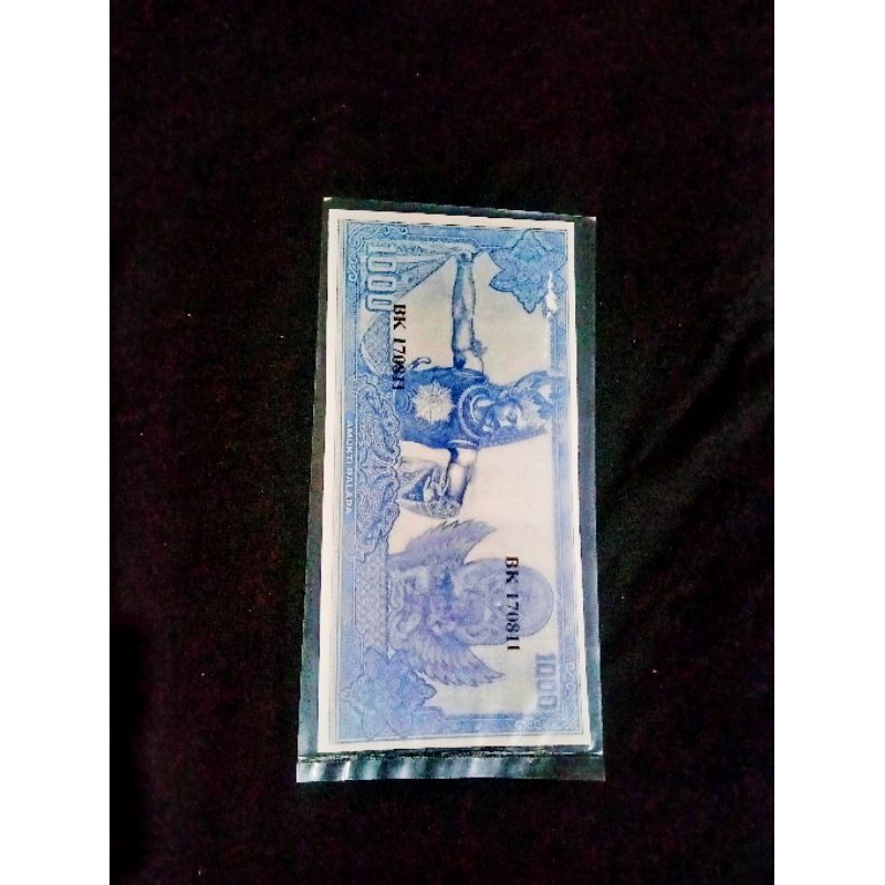 Hobby Uang Kuno Soekarno Melengkung 1000 Biru Gambar Gatotkaca