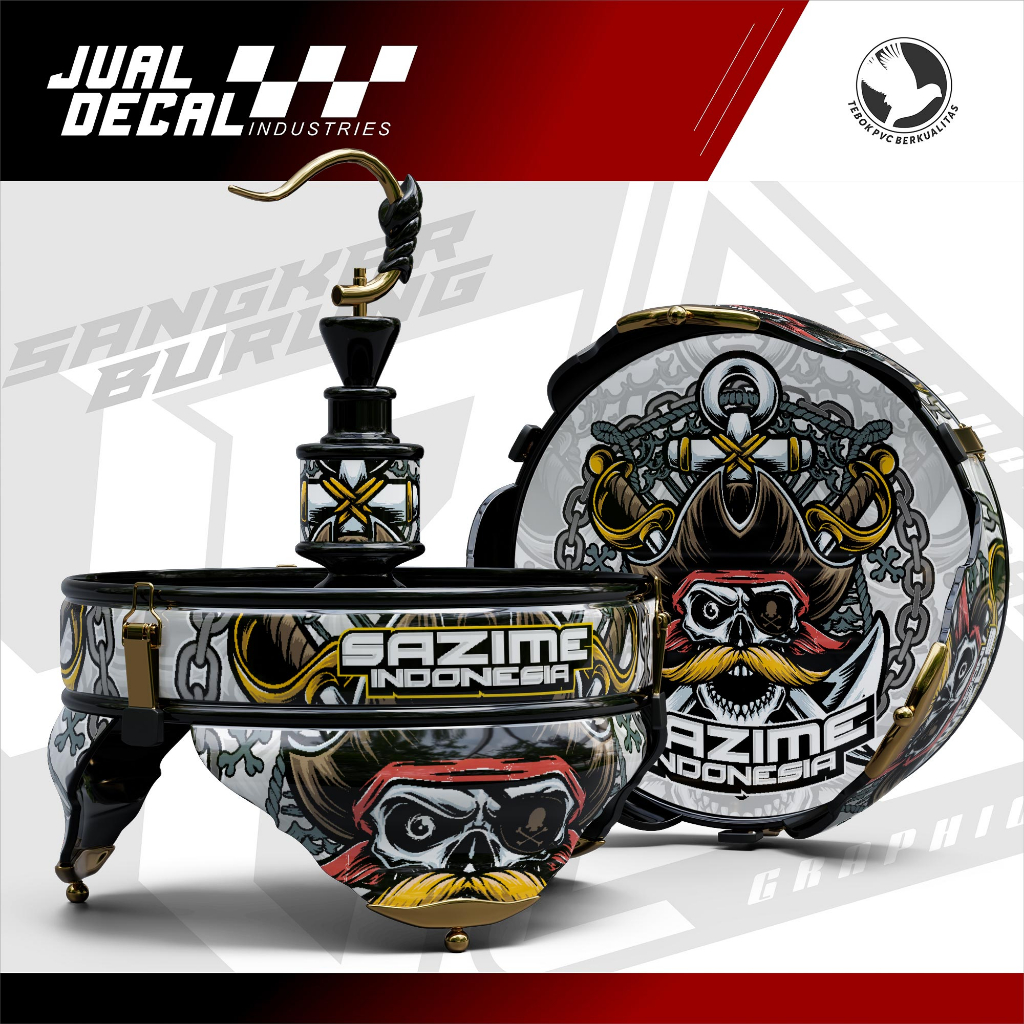 Ratoo Stiker Sangkar Sazime Indonesia Burung Lovebird Motif Skull Tengkorak Decal Tebok Love Bird