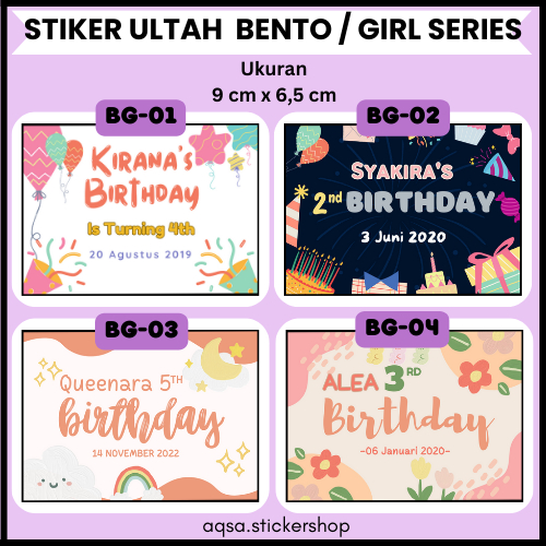 

Stiker Ulang Tahun/ Sticker Birthday/ Sticker Bento Ultah Anak Custom / Girl Series