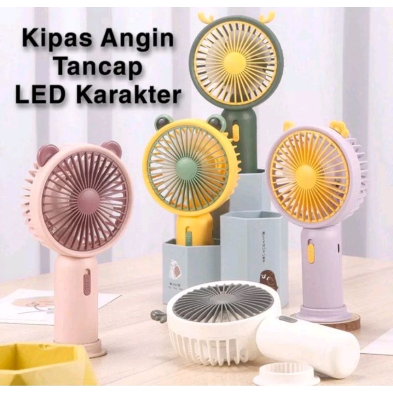 KIPAS ANGIN MINI PORTABLE 2 in 1 KARAKTER / KIPAS GENGGAM / MINI FAN RECHARGE