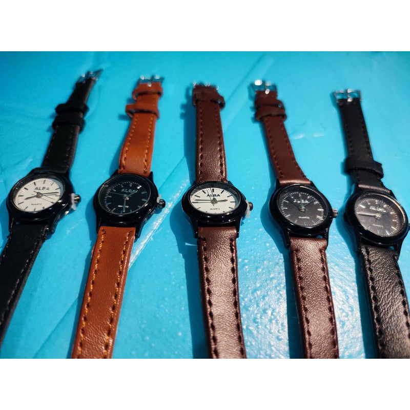 Jam tangan wanita cewek kulit alba klasik premium