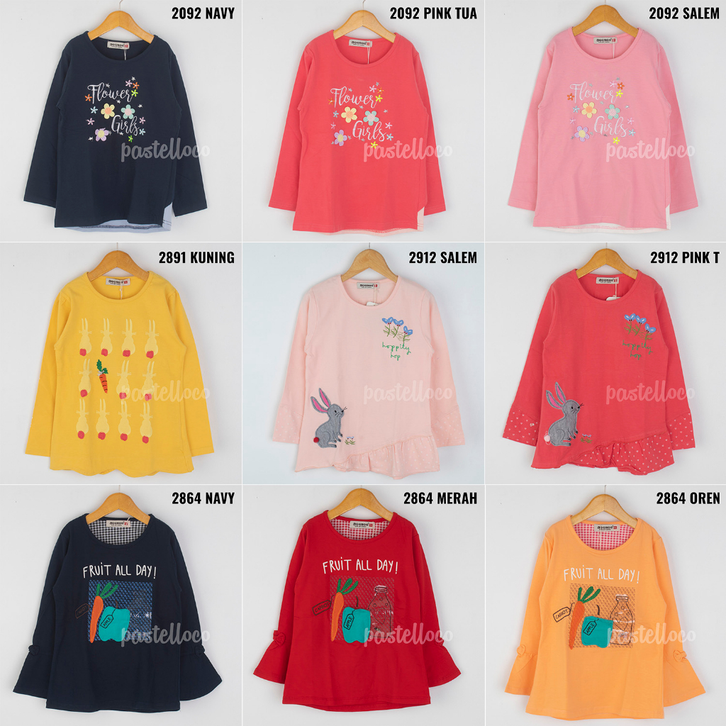 4-6 Geenee Kaos Anak Perempuan Lengan Panjang Atasan Anak Cewek