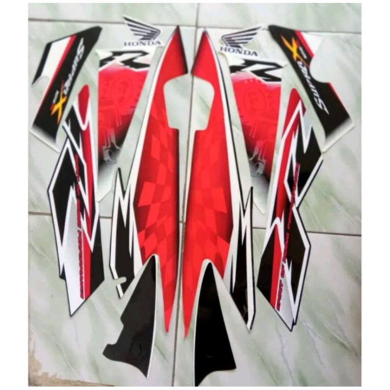 STRIPING STIKER HONDA SUPRA X 125 THN 2008 WARNA MERAH