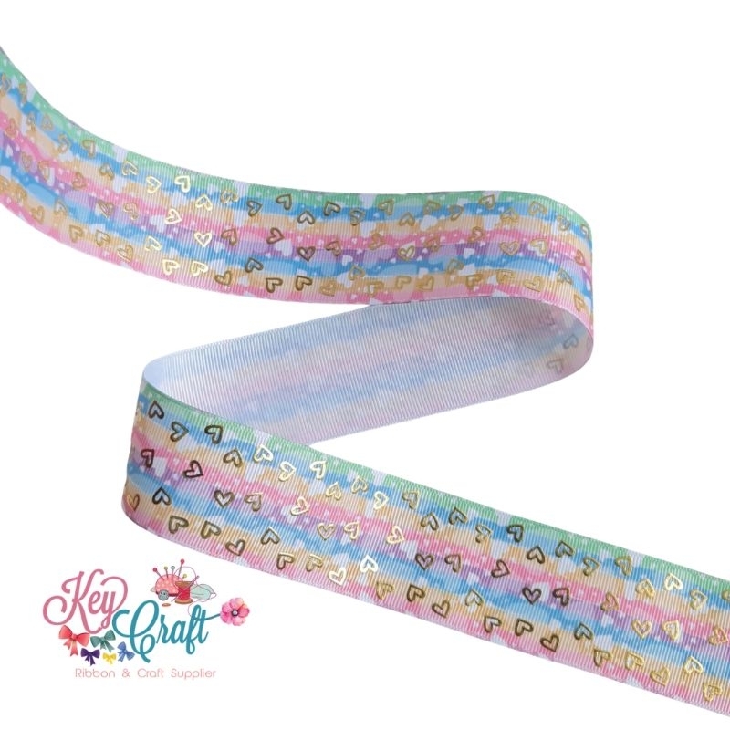 

Pita Grossgrain Hologram Gold motif Love stripe size 3,8cm