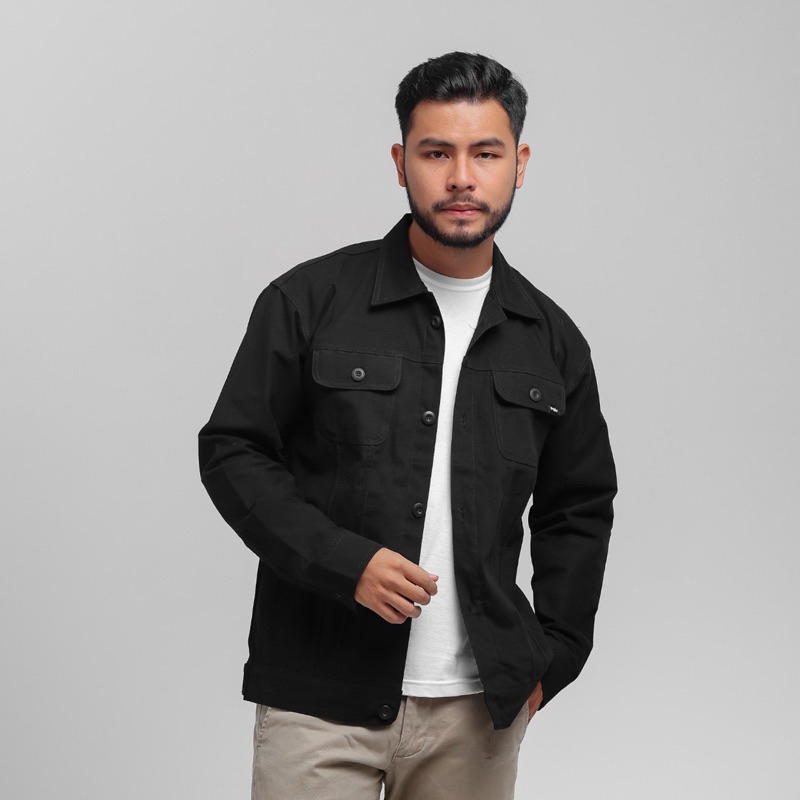 WOLV ORIGINAL Kemeja Trucker Canvas Black - Jacket Trucker Canvas Black