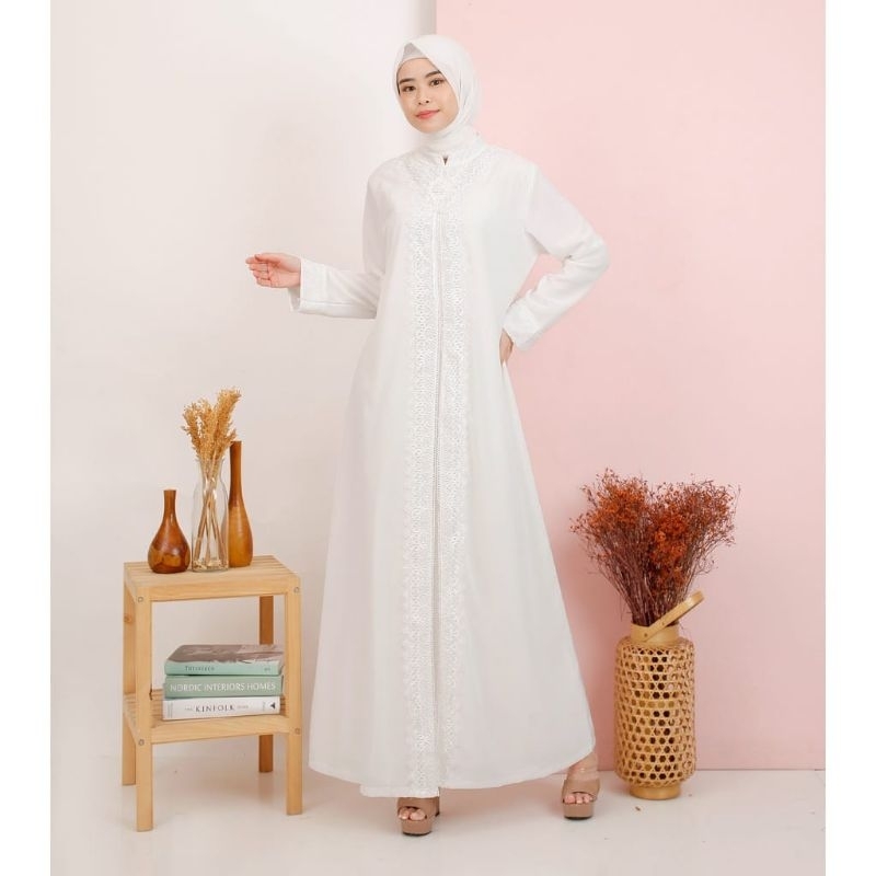 NAYLA DRESS/Gamis putih tulang/gamis lebaran/gamis manasik/gamis umroh