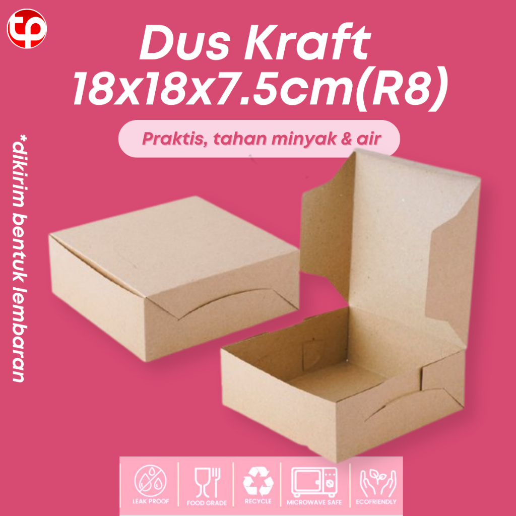 

(GROSIR) DUS R8 18X18X7CM COKLAT KRAFT LAMINASI
