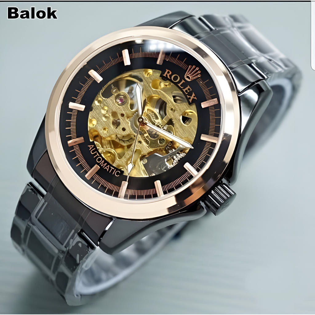 JAM TANGAN ROLEX PRIA MESIN AUTOMATIC CASUAL RANTAI  SBG-016 + BOX EKSLUSIVE