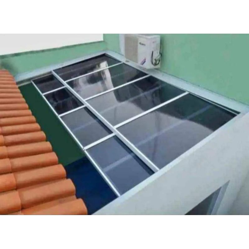 kanopi sliding minimalis atap solarflat dgn bahan rangka besi hollow galvanis