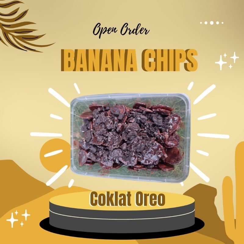 

banana chips varian rasa coklat oreo