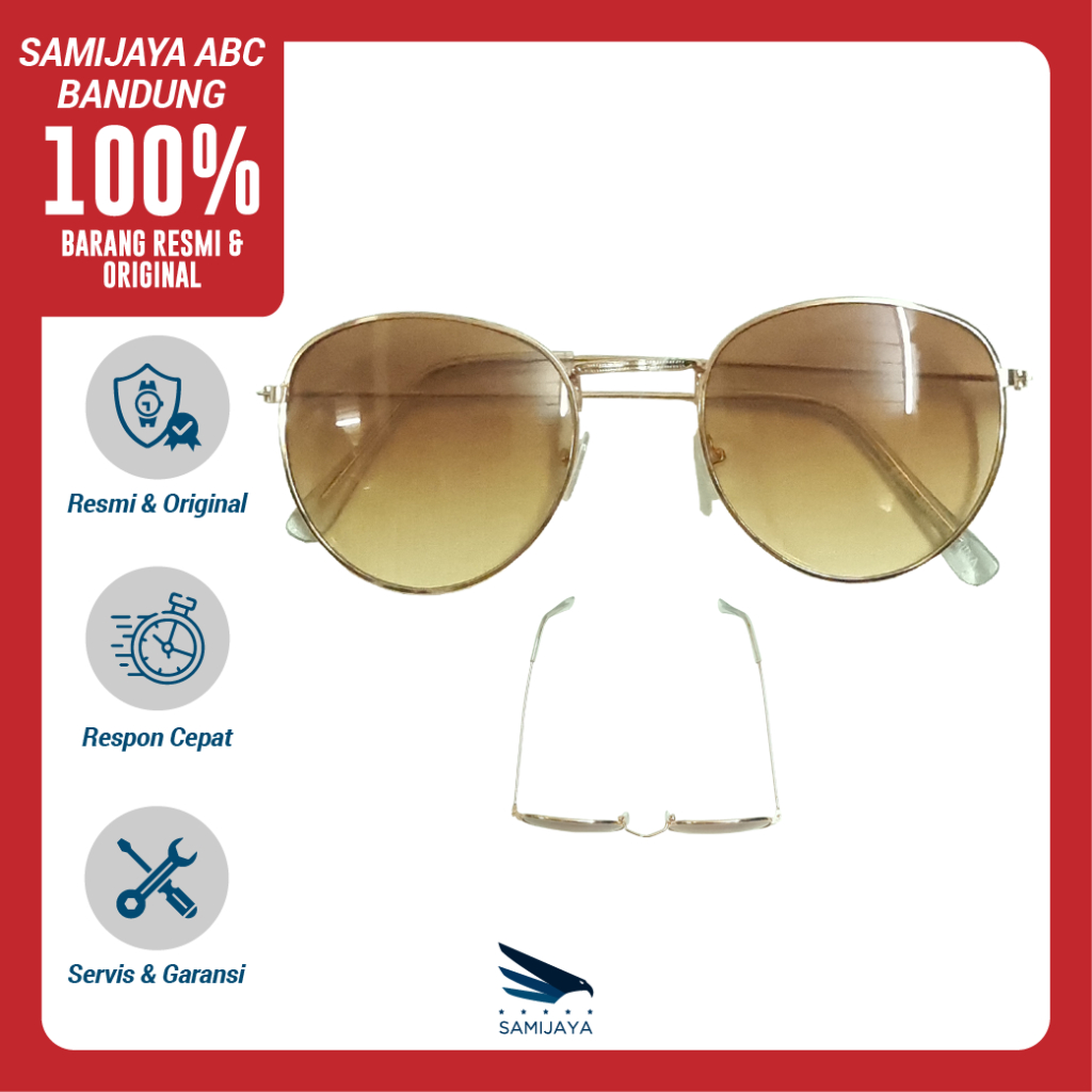 Kacamata Wanita Bulat Gaya Transparan Coklat Sunglasses Stainless