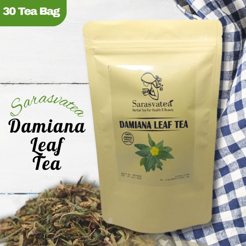 

Damiana Leaf Tea : Teh Herbal Daun Damiana Isi 30 Tea Bag