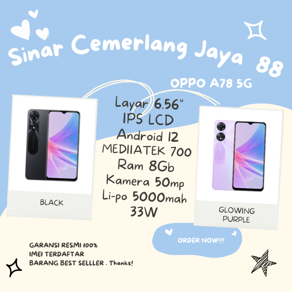 HP OPPO A78 5G RAM 8GB GARANSI RESMI