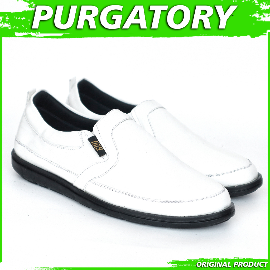 PURGATORY Sepatu Pantofel Formal Pria Kulit Pu Putih