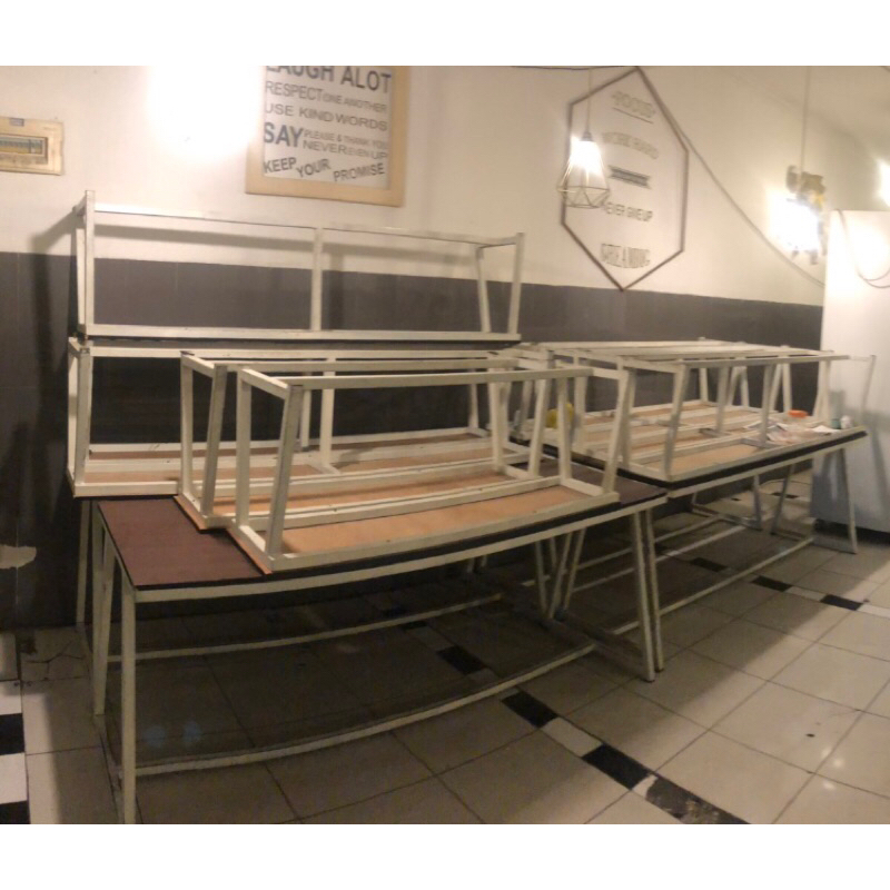 1set meja kursi resto cafe second uk +- 160x60