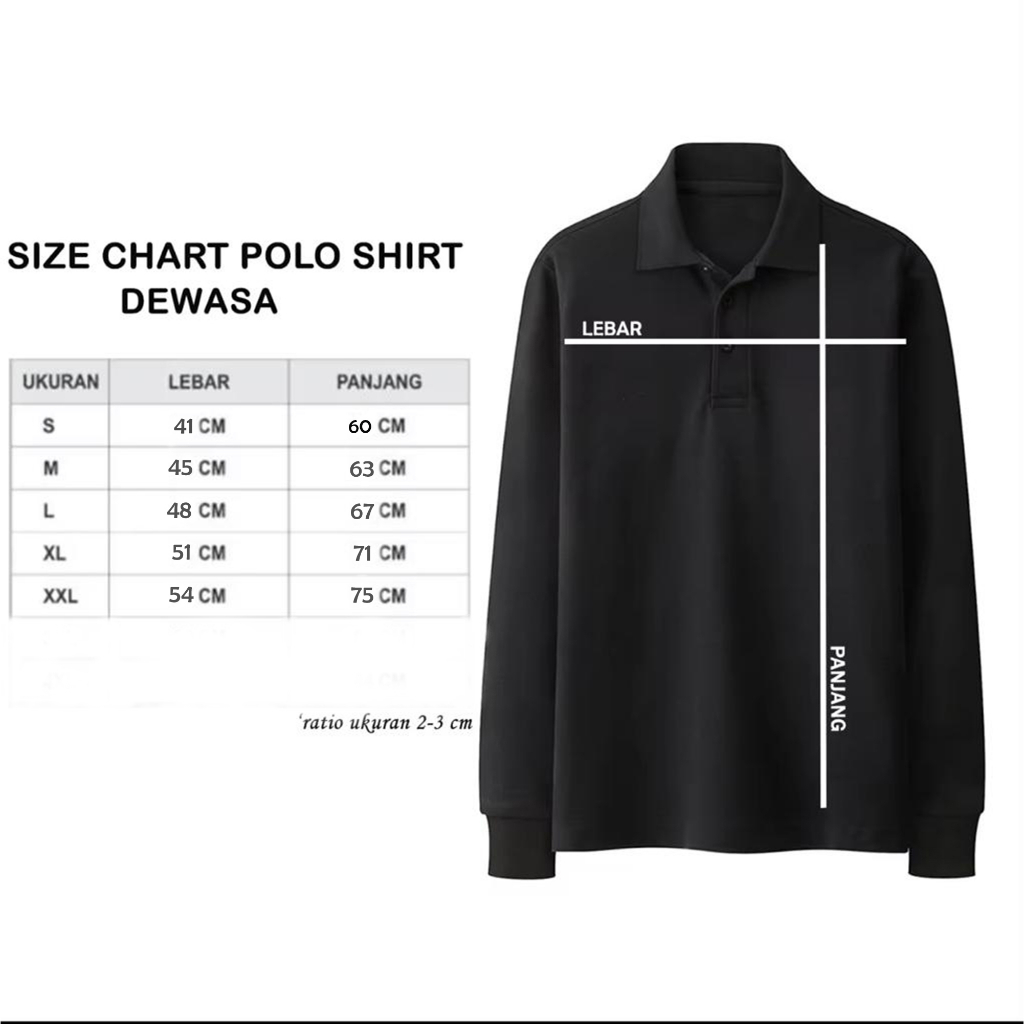 Followme - kaos Polo Shirt Lengan Panjang Fm Logo Text Silver Unisex