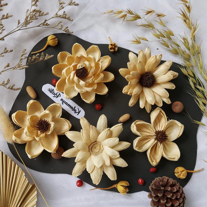 KLB Bunga Klobot Peony Hiasan Mahar Craft Bunga Kering Dekorasi Rustic Dried Flowers Kerajinan Hanta