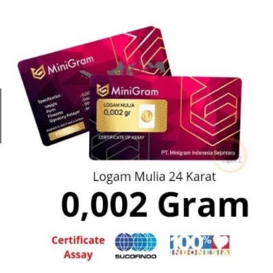 Emas Mini Minigram 0,002 gram Souvenir Pernikahan Asli 24 Karat Bersertifikat