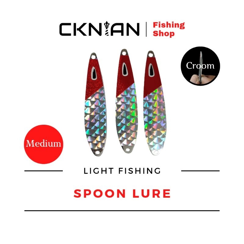 ( CKnian ) Umpan mancing Lure Spoon croom 20gr 30gr 40gr - Red Head.