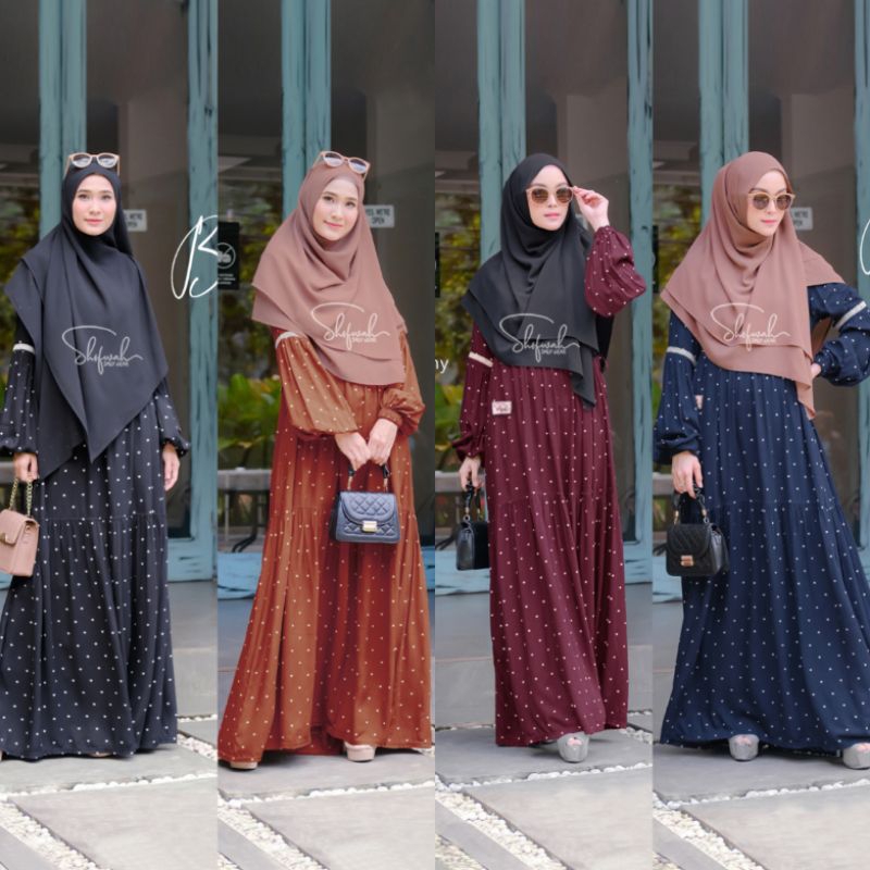 BELLA DRESS BY SHOFWAH/GAMIS RAYON PREMIUM POLKADOT ADEM NYAMAN
