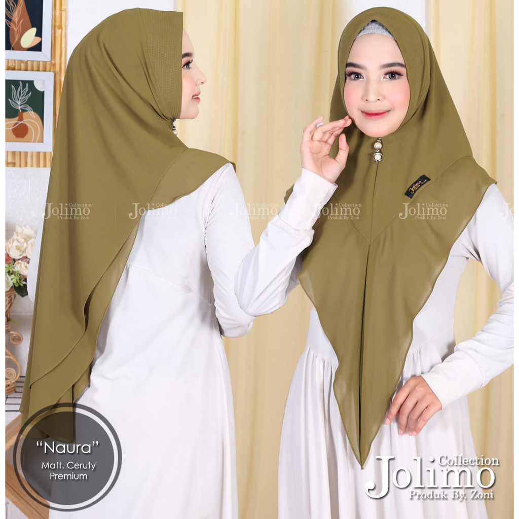 Hijab Ceruti Babydoll Premium Naura – Pet Antem 2 Layer Kekinian Terbaru