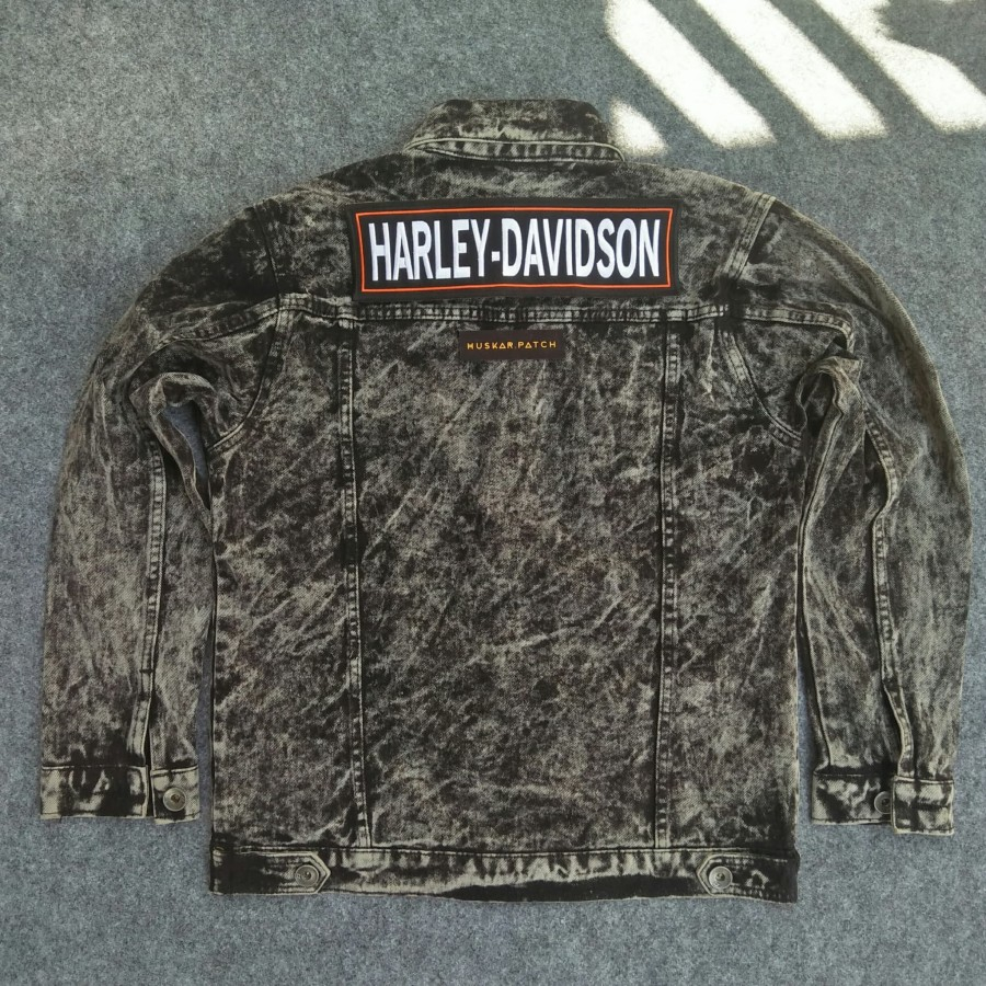 BACKPATCH / EMBLEM BORDIR UKURAN BESAR HARLEY MOTOR DAVIDSON TULISAN PUTIH BIGPATCH EMBLEM