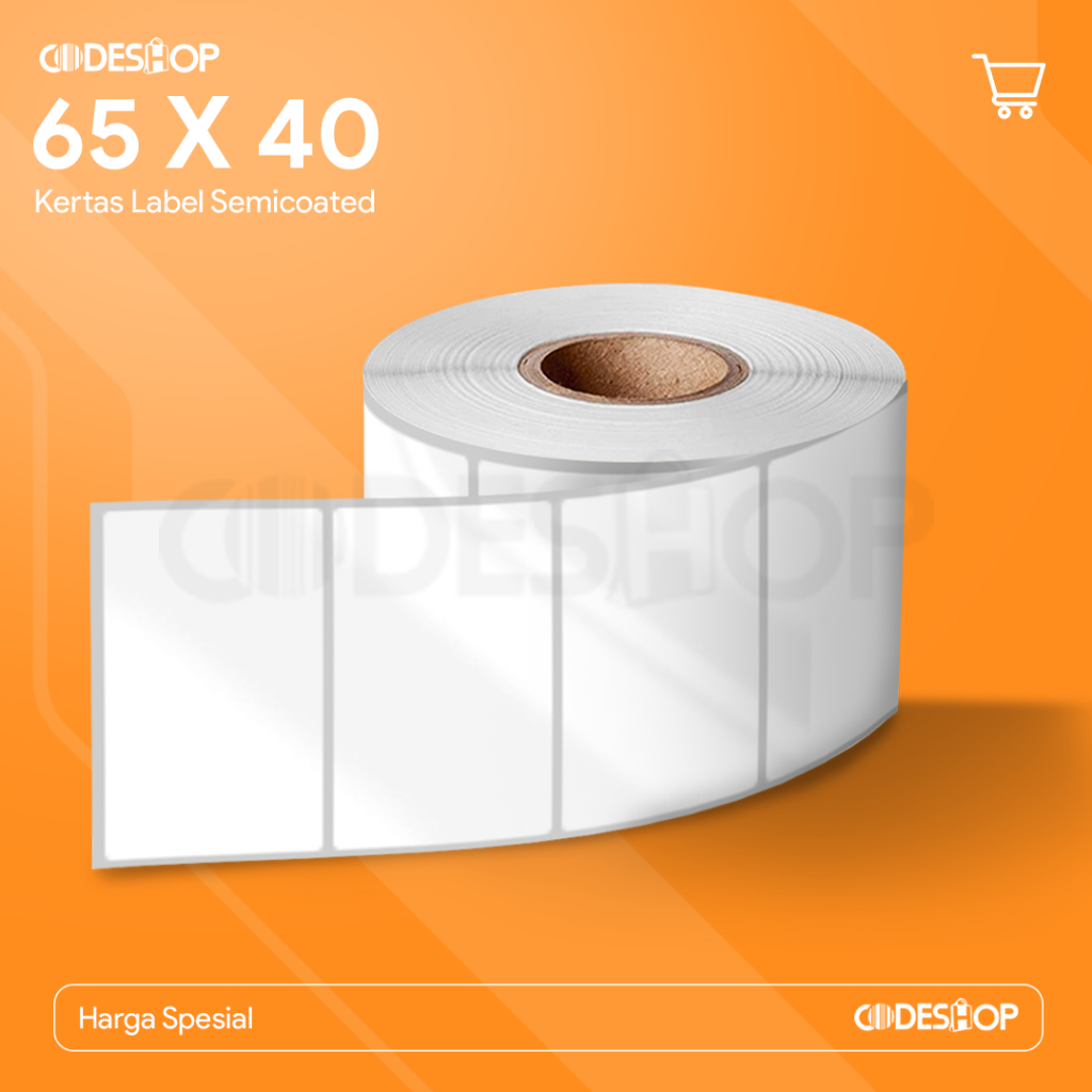 

Codeshop Label Semicoated 65x40 mm 1 Line 1200 Stiker Printer Barcode