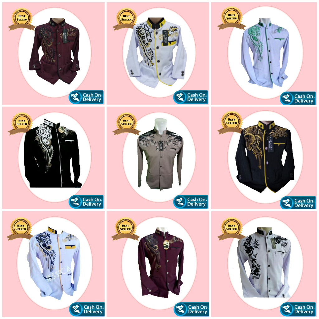 Baju koko jas koko bordir lengan panjang pria