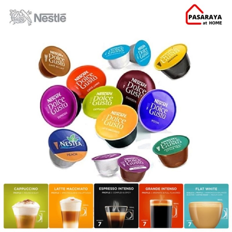 

NESCAFE DOLCE GUSTO | Espreso intenso | Flat white | Grande Intenso | Cappuccino | Latte Macchiato| Coffee - 1 capsule