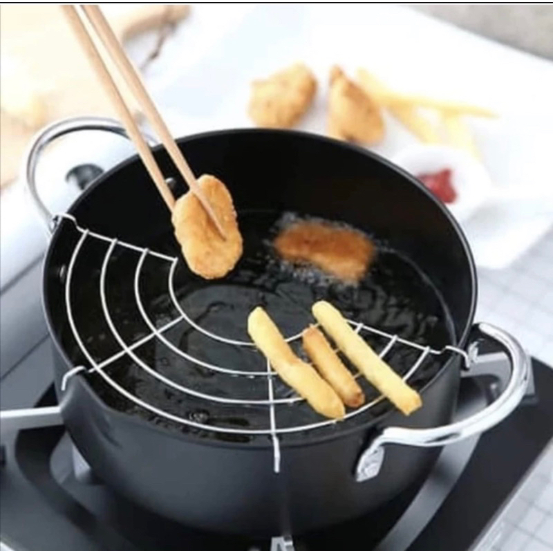 PANCI PENGGORENGAN 20cm ANTI LENGKET / panci multifungsi / panci goreng jepang / deep fryer / deep f