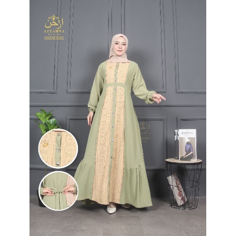 Aruna Dress gamis cringkel mix brukat by azzahna