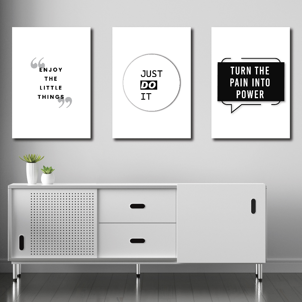 Poster Quotes Motivasi Hiasan Dinding Pajangan kamar - Backround Hitam Putih