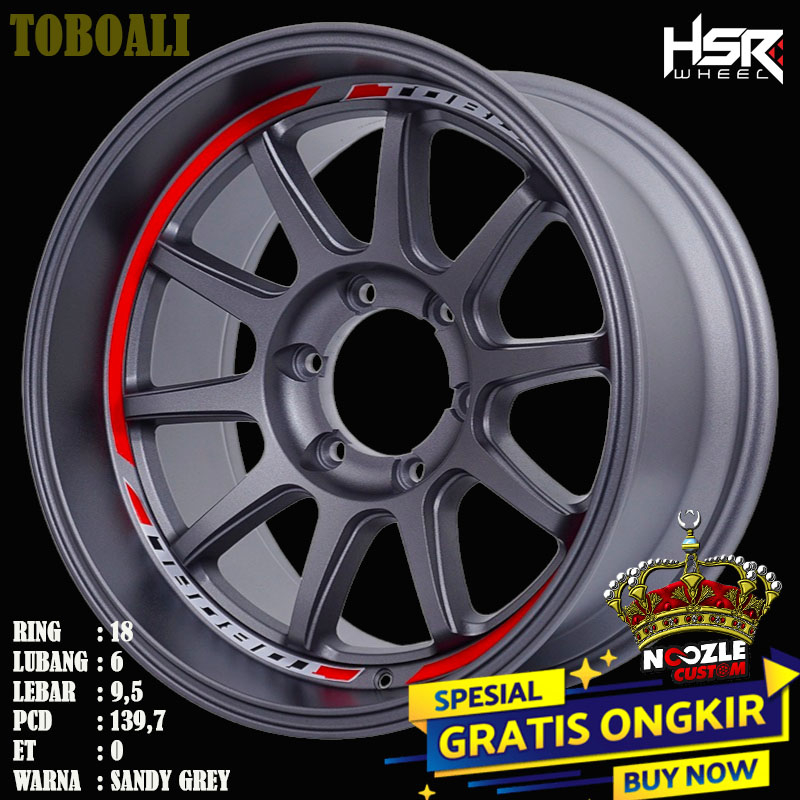 Velg Mobil HSR Terbaru R18 Celong Lebar 9,5 Rata Pelek HSR Type Toboali Ring 18