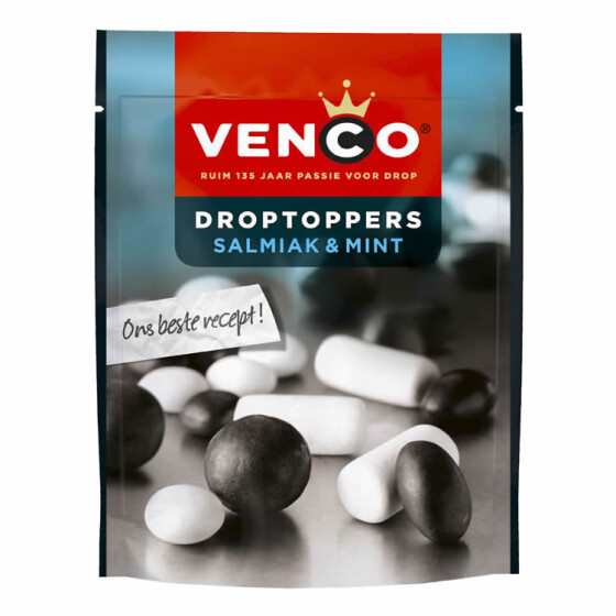 

Permen Venco Droptoppers Salmiak & Mint Salty Licorice 215 Gram