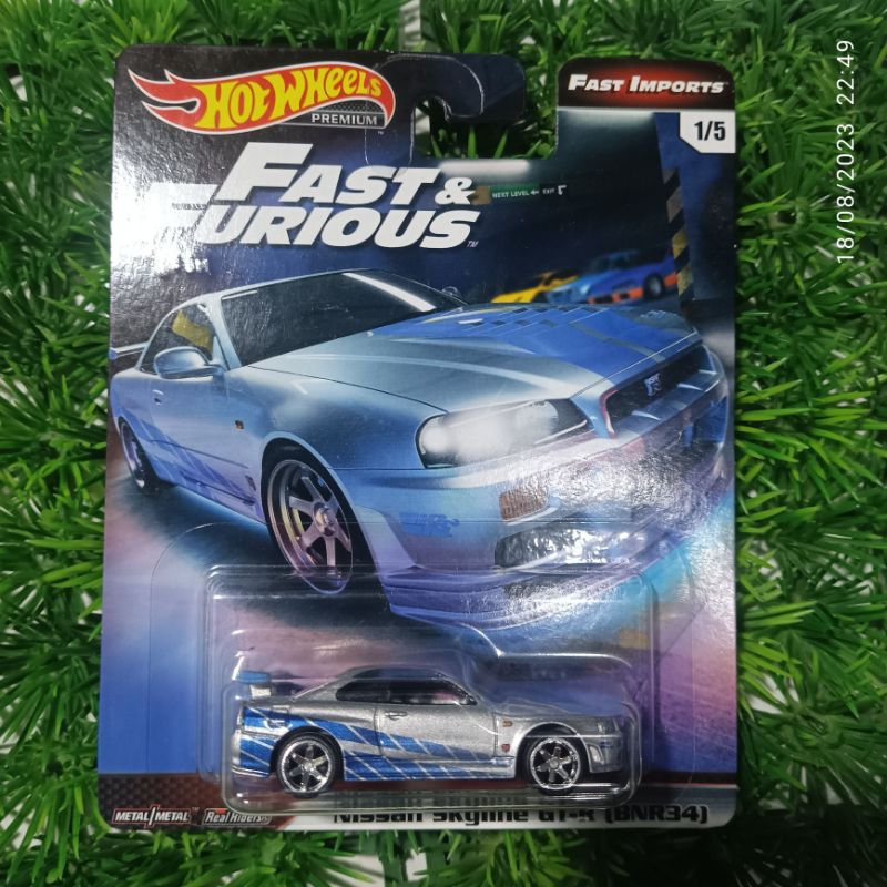 Hotwheels Premium Fast And Furious Nissan Skyline GT-R R34 ( BNR34) Fast Import Ori New
