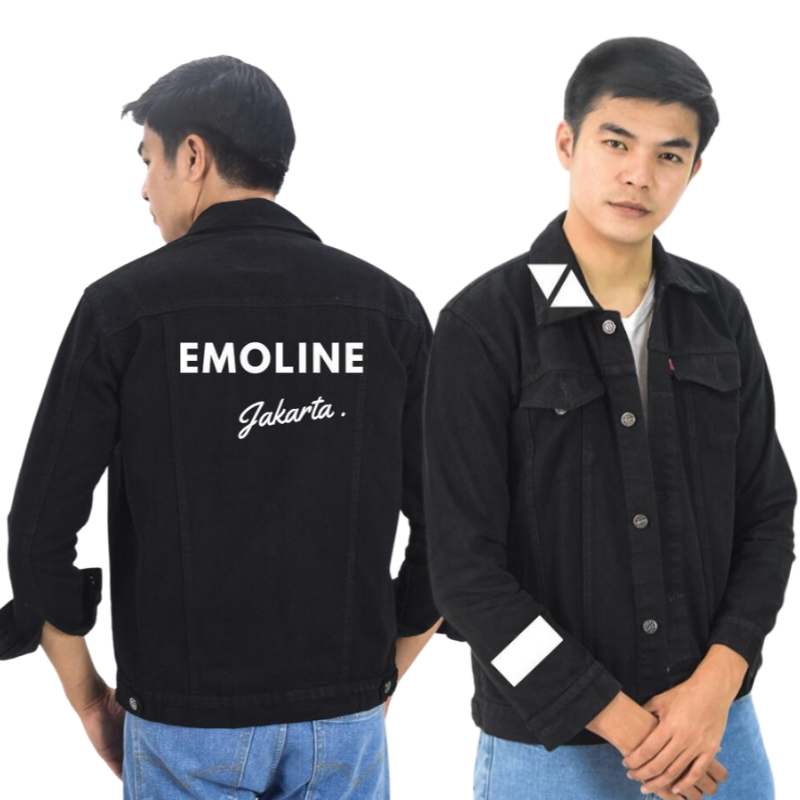 EMOLINE Jaket Jeans Pria Agis Hitam