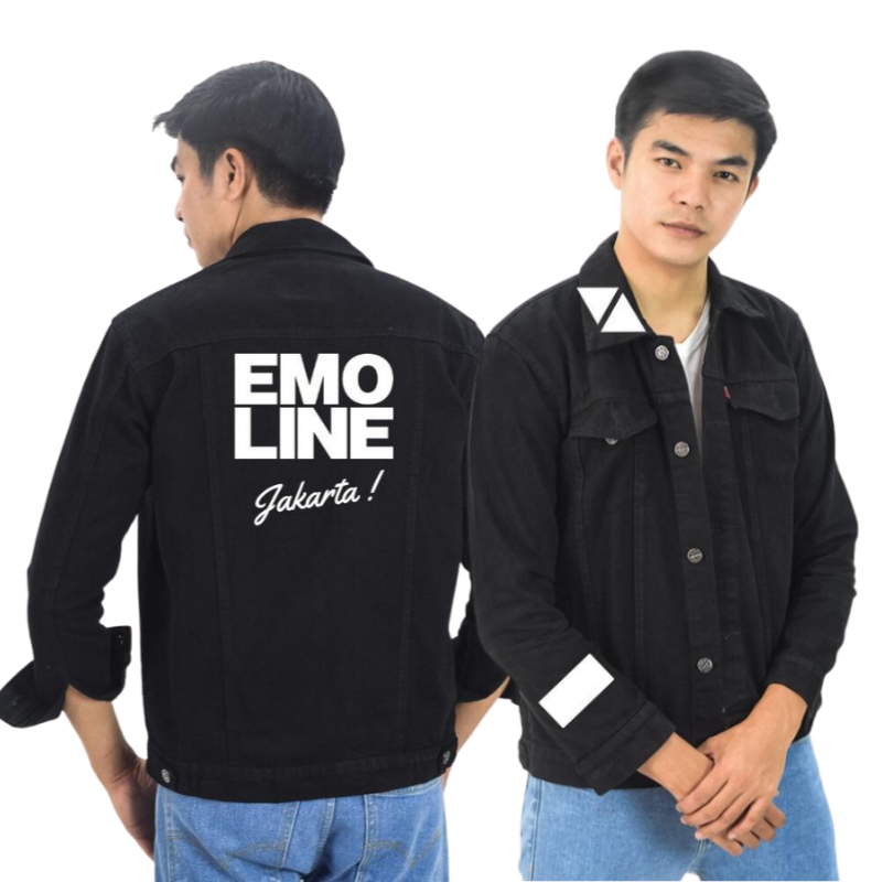 EMOLINE Jaket Jeans Pria Alcander Hitam