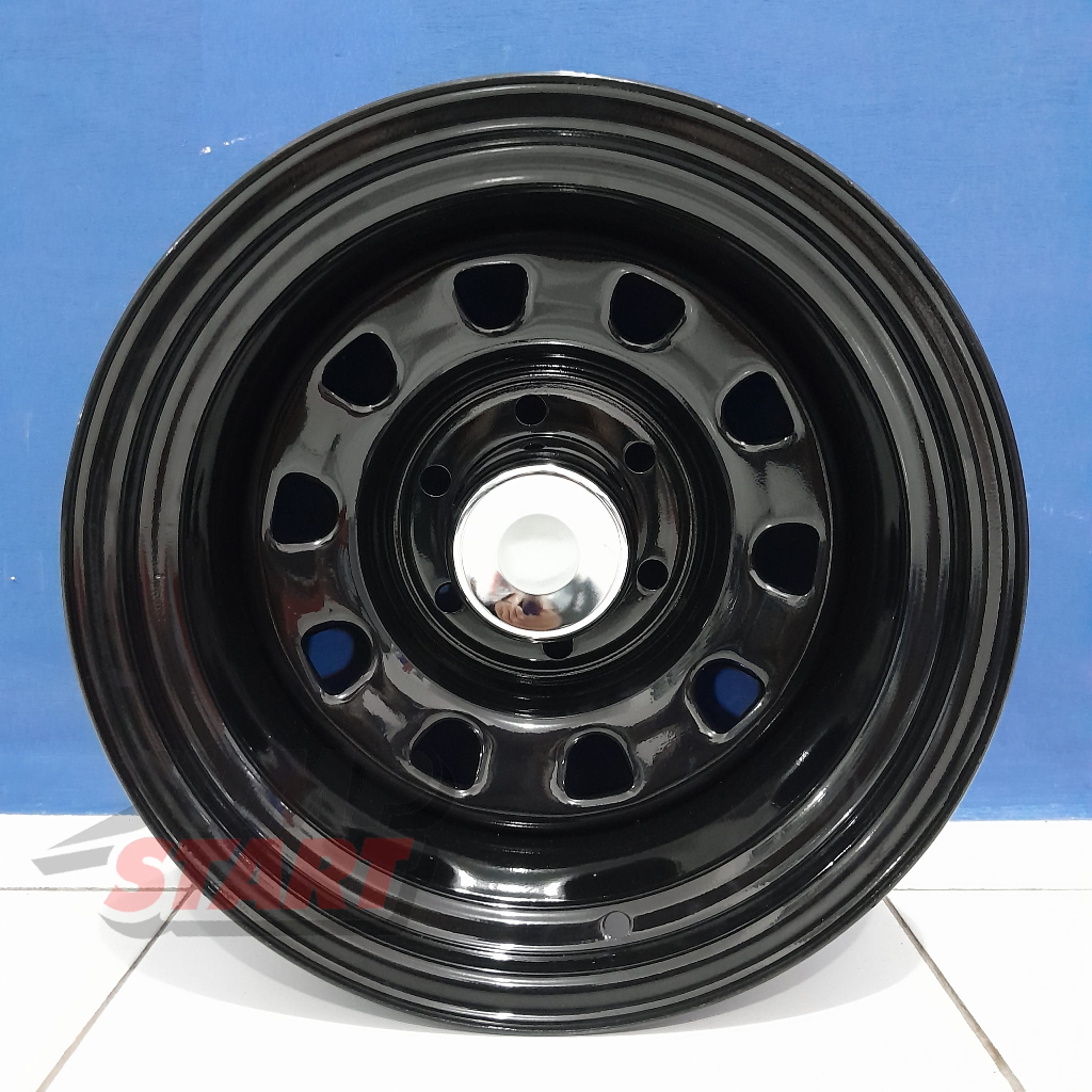 Velg mobil celong offroad ring15 lebar 10 pelek mobil Hsr Mokupo pcd 5x139,7 et-44 black r15