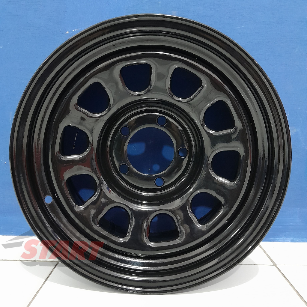 Velg mobil kaleng ring15 HSR Mokupo lobang baut 5x114,3 black pelek mobil ring 15 lebar 8 black Inov