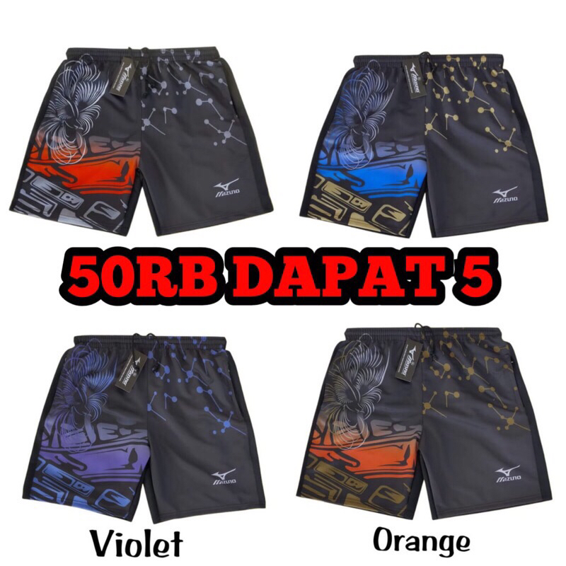Paket 5pcs Kolor Pria Dewasa Mizuno Murah Tebal Celana Pendek Olahraga Distro Sport Sporty Voly Voli