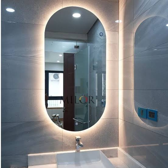 Cermin Led Aesthetic / Kaca Cermin Oval Gantung Tempel Lampu Aesthetic Ukuran 60CM x 40CM Cermin Din