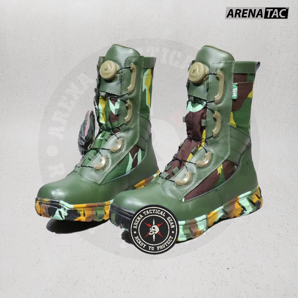 Sepatu PDL Loreng Model Tali Putar / Sepatu PDL Pelopor Gegana Brimob / Sepatu PDL WR Loreng Brimob